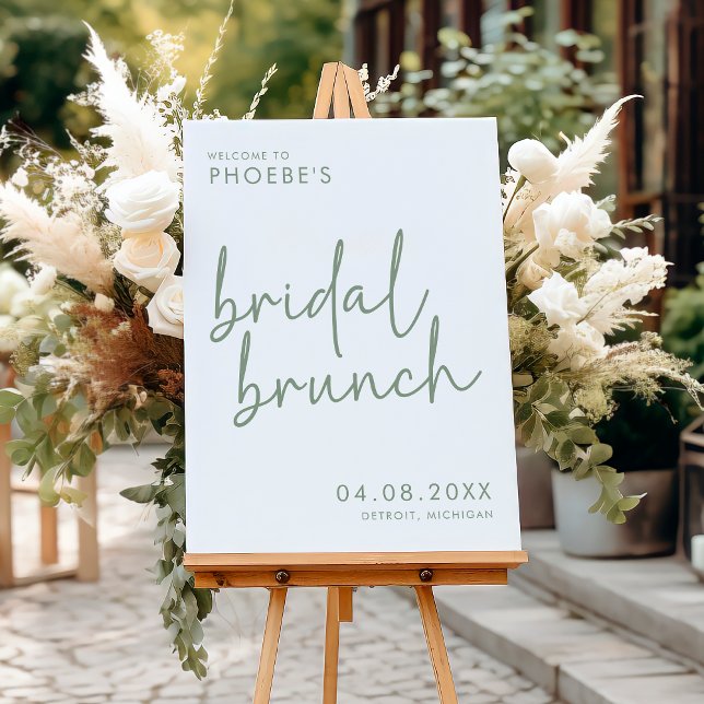 Sage & White Minimalist Bridal Brunch Welcome Foam Board (Creator Uploaded)