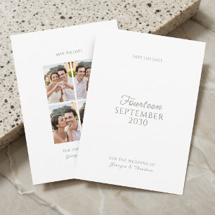 Sage & White   Minimalist Script Photo Wedding  Save The Date