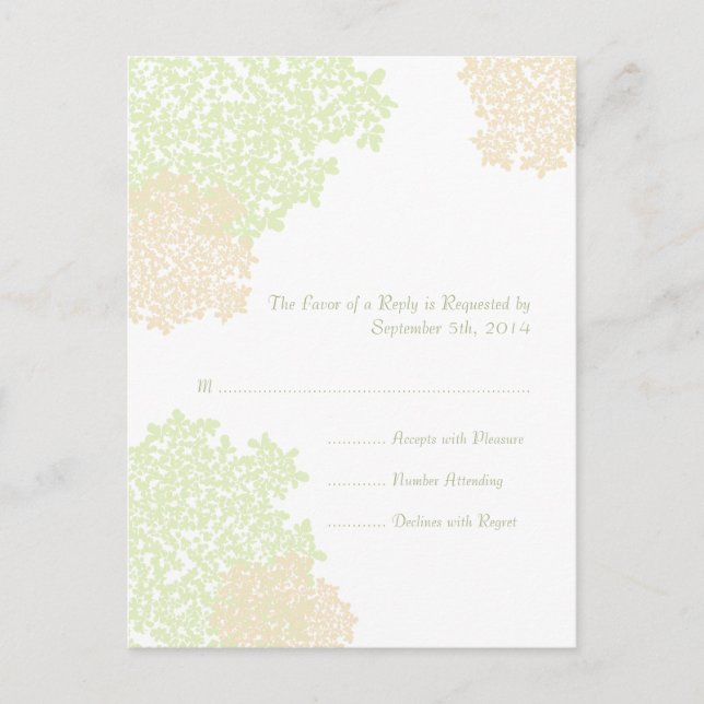 Sage & White Queen Anne's Lace Wedding RSVP Invitation Postcard (Front)