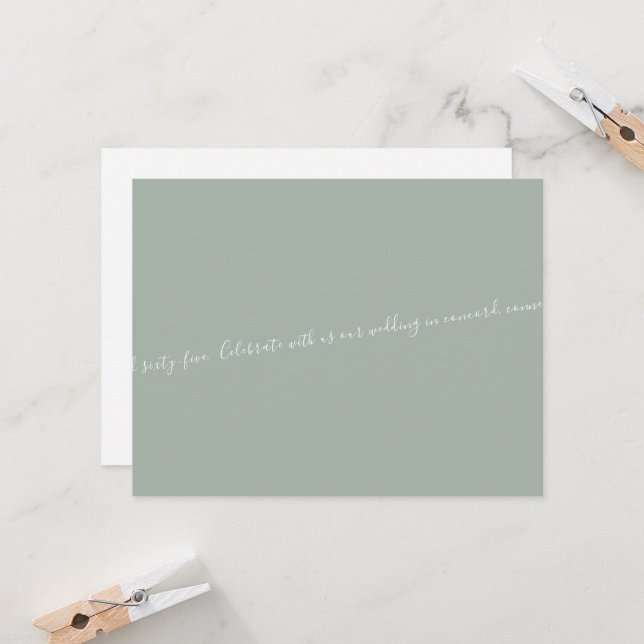 Sage/White Script text only Wedding Save our Date (Front/Back In Situ)