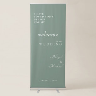 Sage & White Wedding Simple Retractable Banner