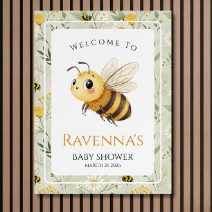 Sage Wildflower Bee Custom Baby Shower Welcome Foam Board