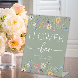 Sage Wildflower Bridal Shower Flower Bar Sign