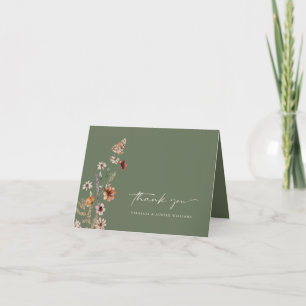 Sage Wildflower Wedding Thank You Card