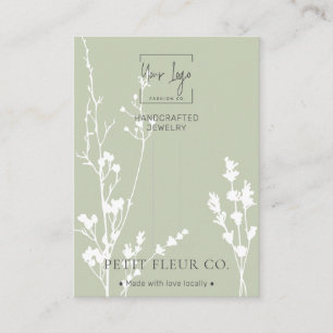 Sage Wildflowers Jewelry Hair Clip Display Card