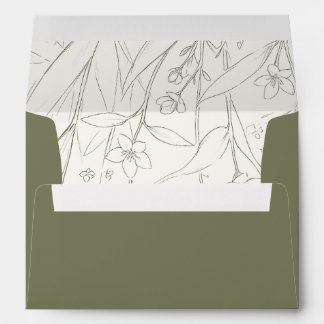 Sage Wildflowers Woodland Garden Floral Wedding Envelope