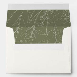 Sage Wildflowers Woodland Garden Floral Wedding Envelope