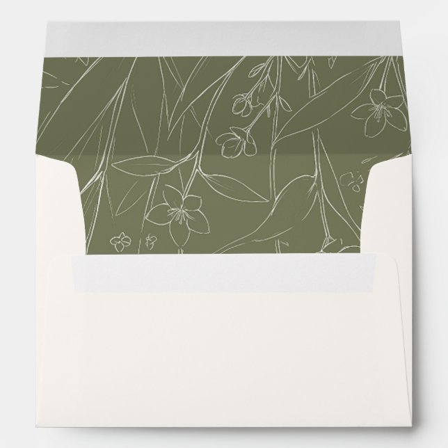 Sage Wildflowers Woodland Garden Floral Wedding  Envelope (Back (Bottom))