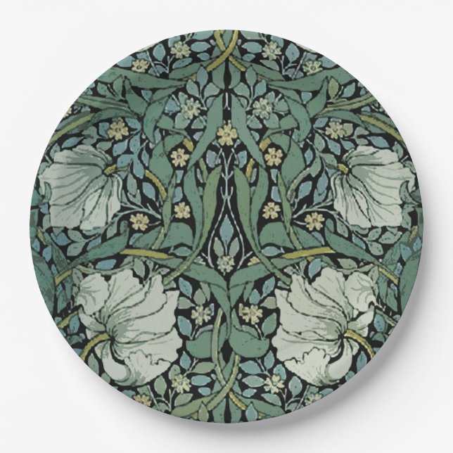 Sage William Morris Paper Plates (Front)