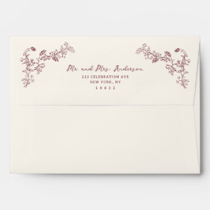 Sage Wine Vintage Chinoiserie Wedding Envelope
