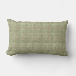 Sage with Coral Fleck Check Outdoor Lumbar  Pillow