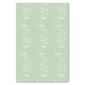 Sage with Cream Floral Scrolls Tissue Paper