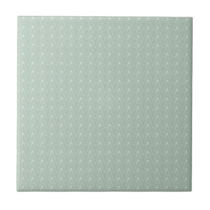 Sage with White Wavy Print Ceramic Tile