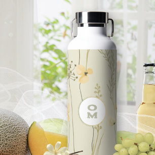 Sage Yellow Wildflower Water Bottle