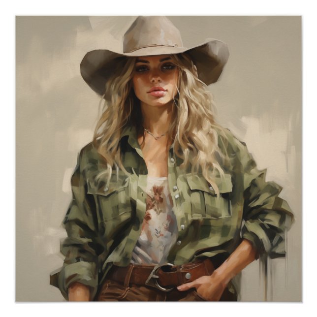 Sagebrush Hues: Cowgirl Wall Art (Front)