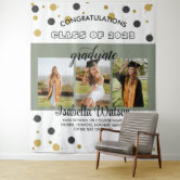 Large 3 Photos Graduation Party BlackGold Backdrop