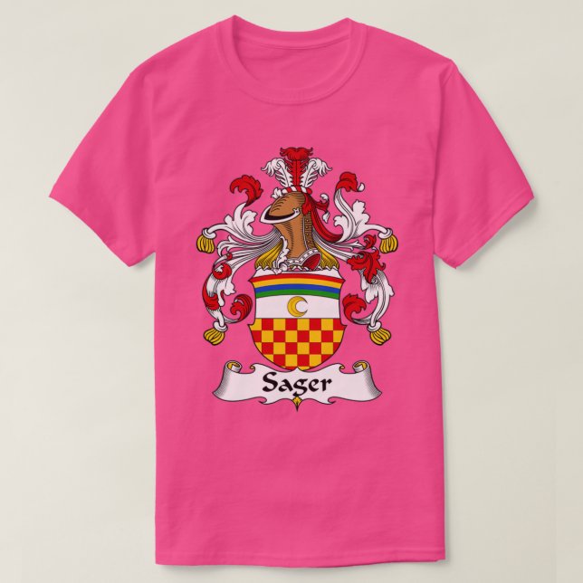 Sager Coat of Arms Family Crest  T-Shirt (Design Front)