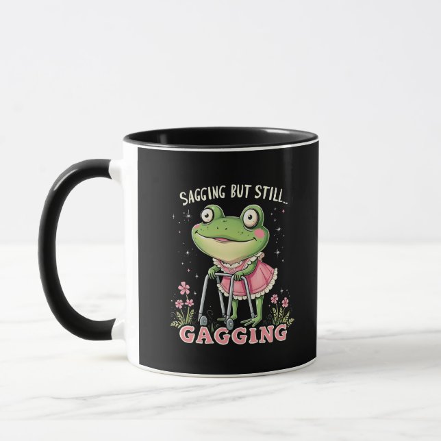 Sagging but still gagging Funny Mothers Day Frog  Mug (Left)