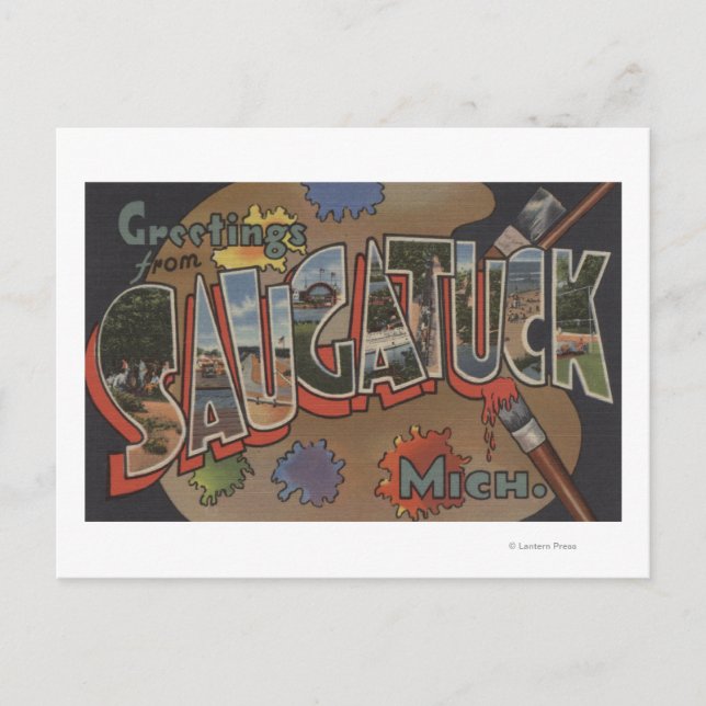 Saginaw, Michigan - Large Letter Scenes Postcard (Front)