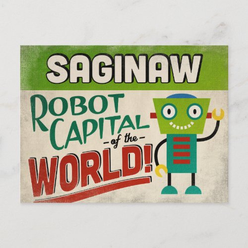 Saginaw Michigan Robot _ Funny Vintage Postcard