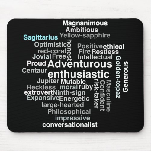 Sagitarrius personality traits word cloud gifts mouse pad