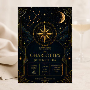 Sagittarius 30th Birthday Invitation Art Deco