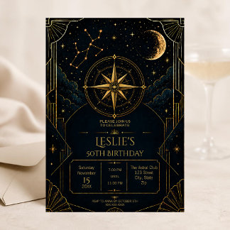 Sagittarius 50th Birthday Invitation | Celestial