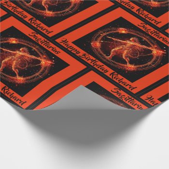 Sagittarius Add Name Birthday Zodiac Gift Wrapping Paper by Frasure_Studios at Zazzle
