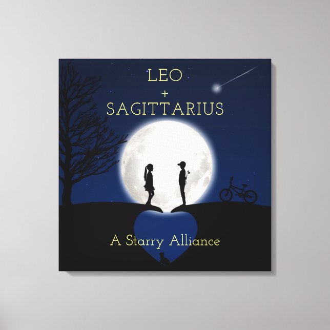 Sagittarius and Leo Zodiac Star Sign Moon Canvas (Front)