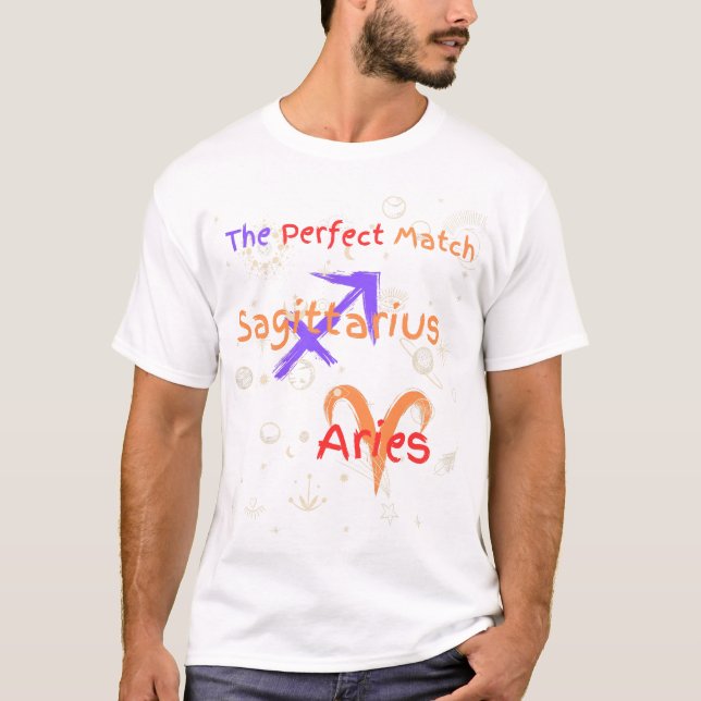 Sagittarius Aries Couple Zodiac T-Shirt (Front)