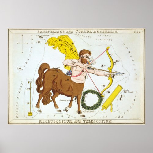 Sagittarius Astrological Drawing Poster