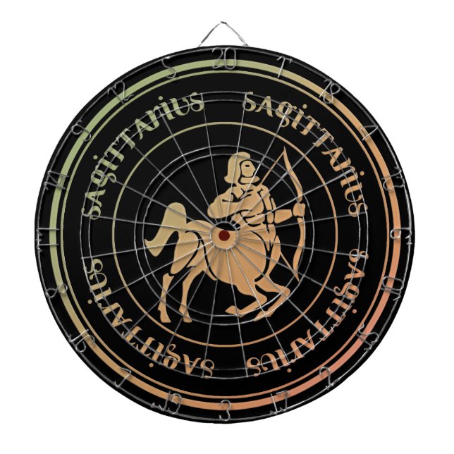 Sagittarius Astrology Zodiac d1 Dartboard With Darts (Front)