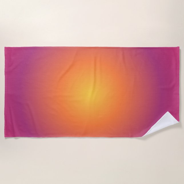 Sagittarius Aura Gradient Zodiac, Purple Yellow  Beach Towel (Front)