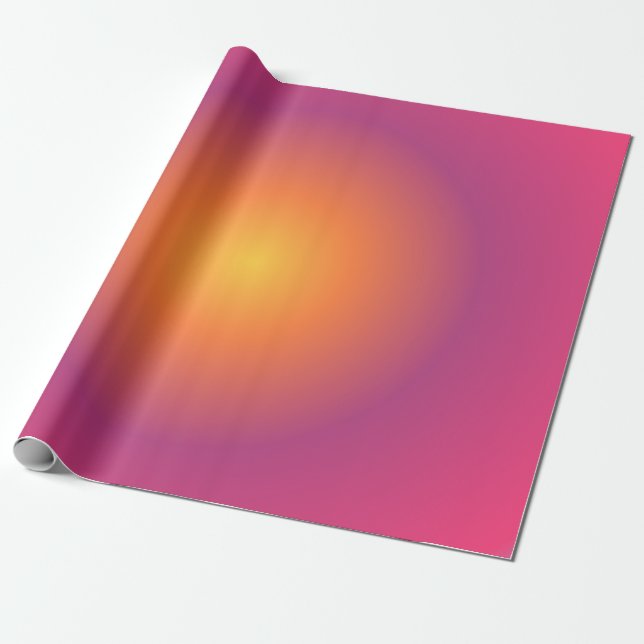 Sagittarius Aura Gradient Zodiac, Purple Yellow  Wrapping Paper (Unrolled)