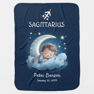 Sagittarius Baby Sleeping Moon Zodiac Astrology Baby Blanket