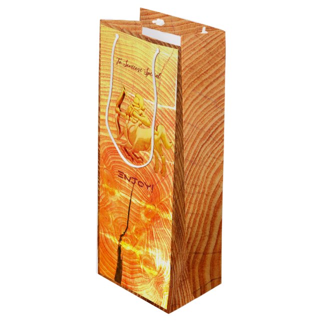 Sagittarius Birthday Party Gift Wine Gift Bag (Front Angled)