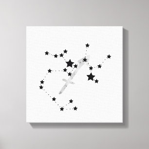 Sagittarius black & silver constellation zodiac canvas print