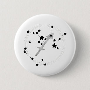 Sagittarius black & silver constellation zodiac s button