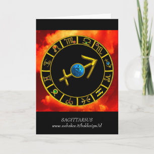SAGITTARIUS Blue,Gold Zodiac Birthday Chart Card