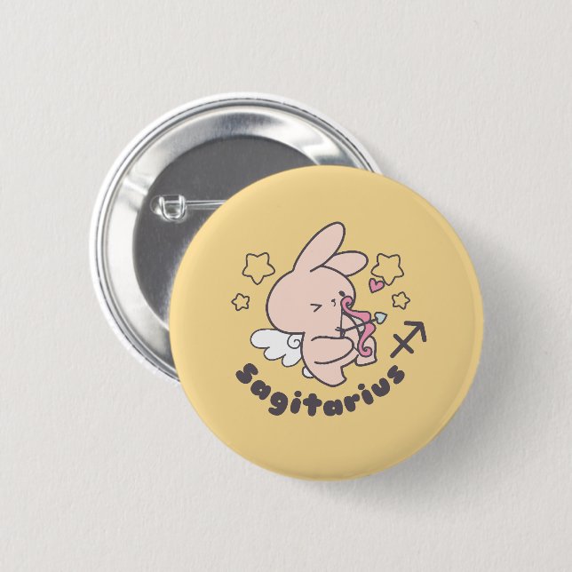 Sagittarius Bunny: Love's Adventurous Archer Button (Front & Back)