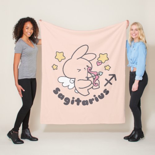 Sagittarius Bunny Loves Adventurous Archer Fleece Blanket