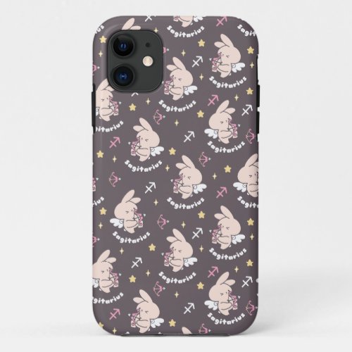 Sagittarius Bunny Pattern Loves Cosmic Dance II iPhone 11 Case