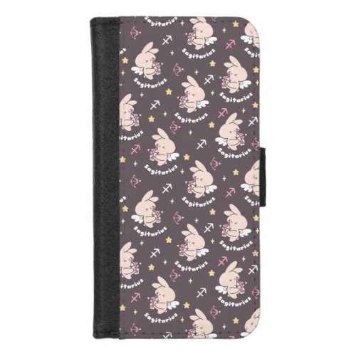 Sagittarius Bunny Pattern Loves Cosmic Dance II iPhone 87 Wallet Case