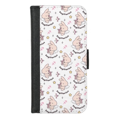 Sagittarius Bunny Pattern Loves Cosmic Dance II iPhone 87 Wallet Case