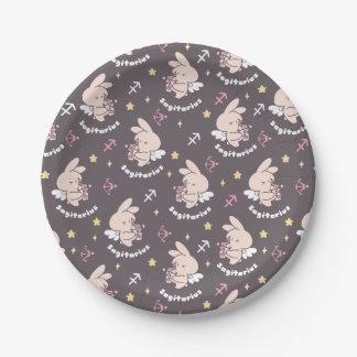 Sagittarius Bunny Pattern: Love's Cosmic Dance II Paper Plates