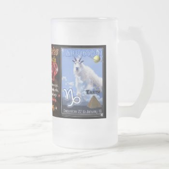 Sagittarius Capricorn Zodiac Tall Glass Frosted Glass Beer Mug by ValxArt at Zazzle