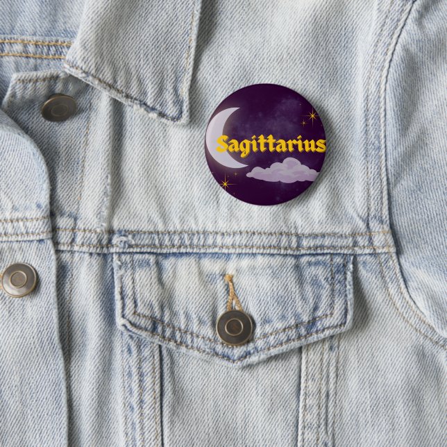 Sagittarius Celestial Aesthetic Moon Cloud Stars Button (In Situ)