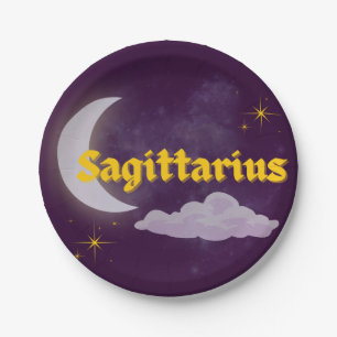 Sagittarius Celestial Moon Cloud Stars Astrology Paper Plates