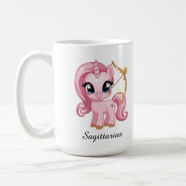 Sagittarius Celestial Zodiac Mug-Pink Floral Arrow Coffee Mug (Left)