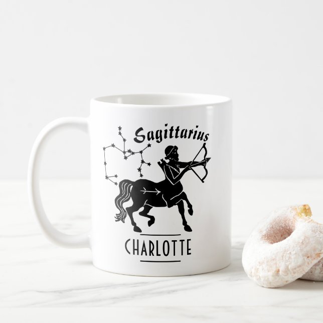 Sagittarius Centaur Constellation Name Birthday Coffee Mug (With Donut)